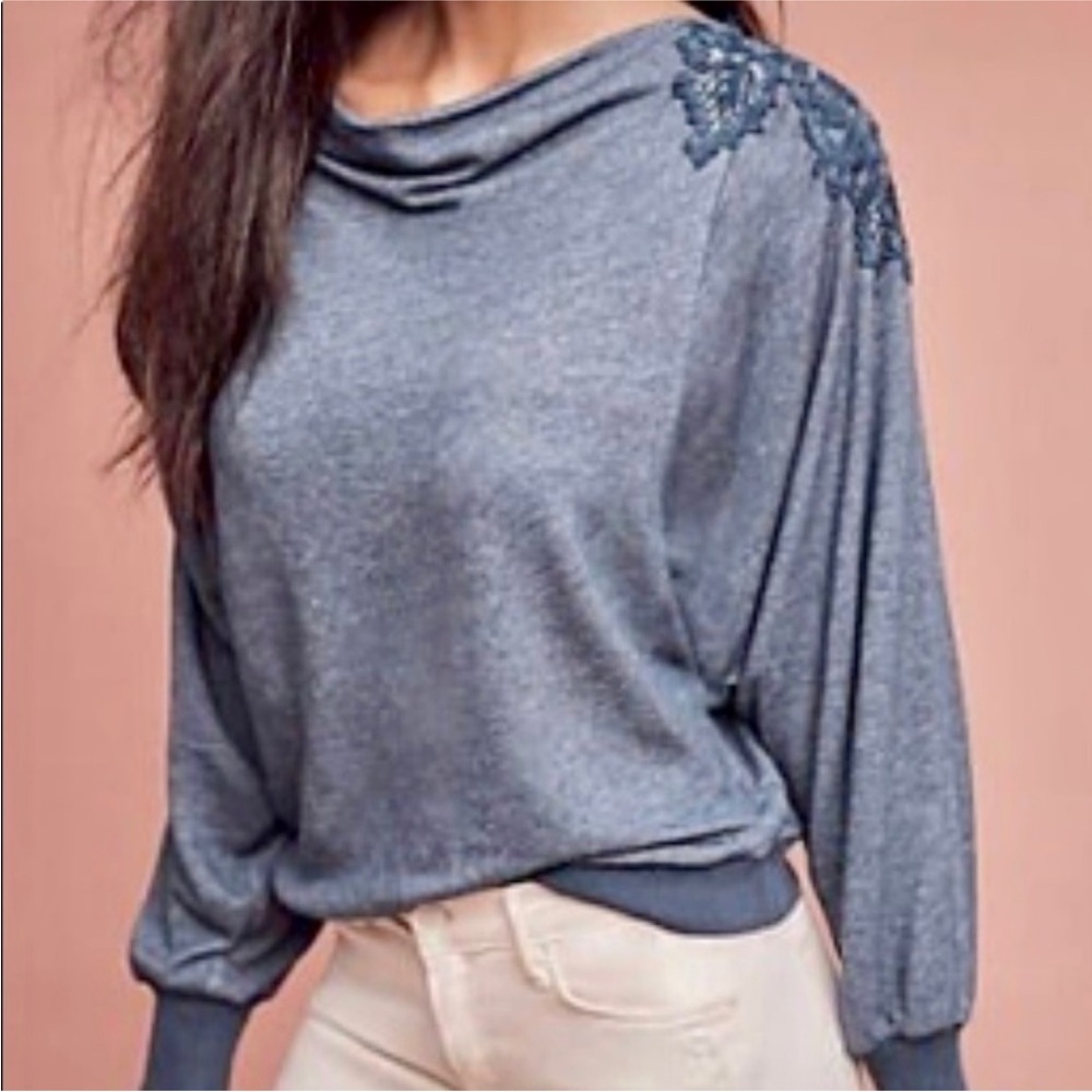 Anthropologie Lace sweater Blue NWT size medium